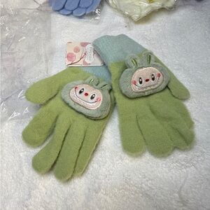 Monsters plush Bubu Gloves soft & Stretchy, Kid & Adult Green